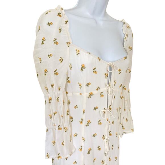 Reformation Roberta Floral Viscose Peasant Boho Maxi /Midi Dress Size 12 - Picture 3 of 10